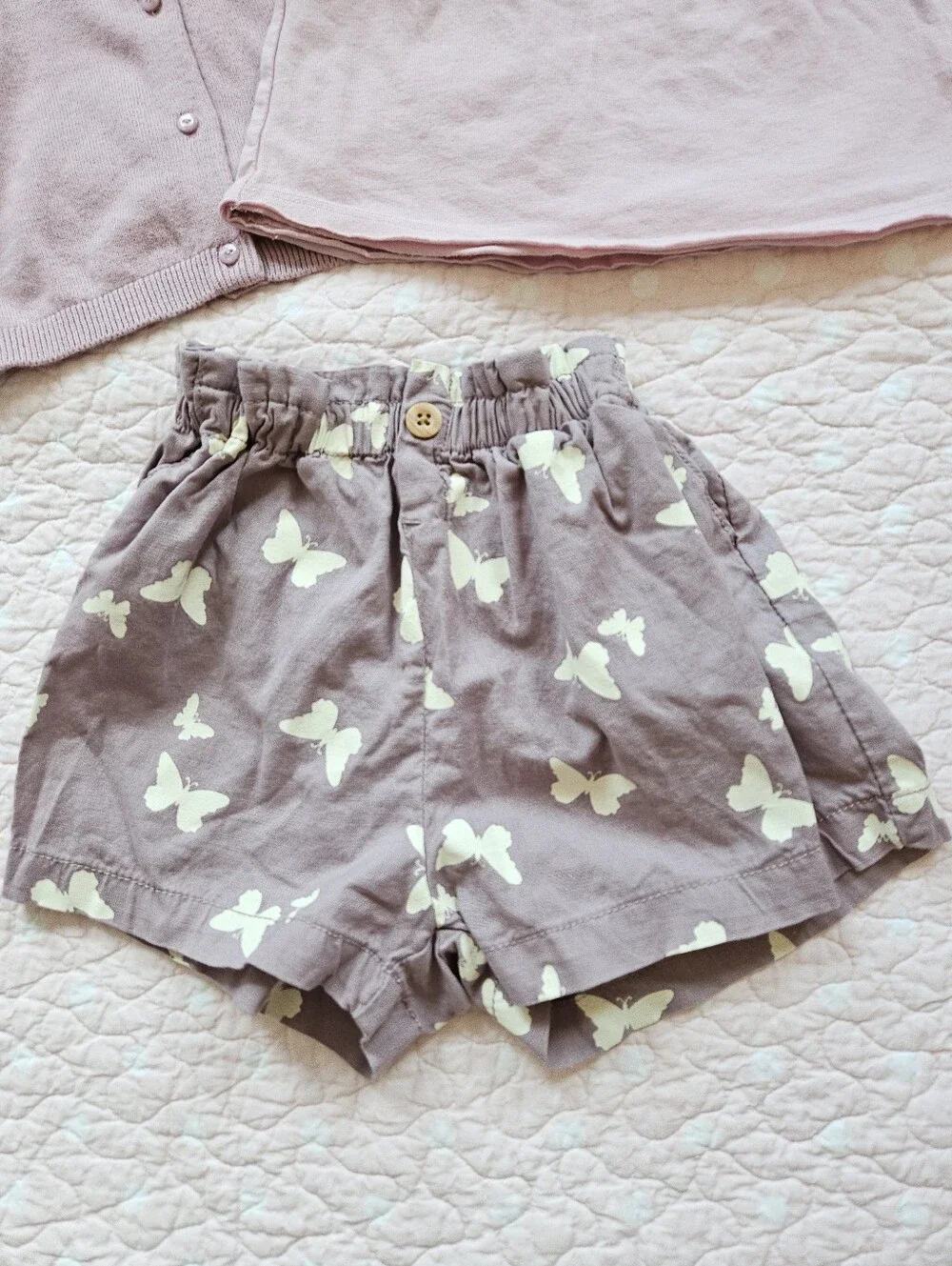 Matching Outfit H&M Honest Cardigan Shorts Top Purple 2T 2 Toddler 24 Girl